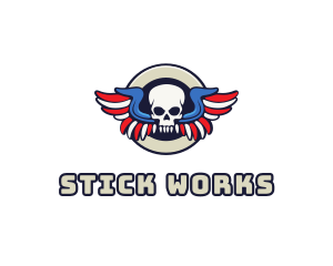 Patriotic Skull Wing logo design