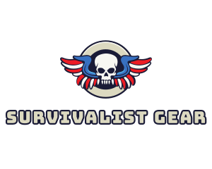 Patriotic Skull Wing logo design