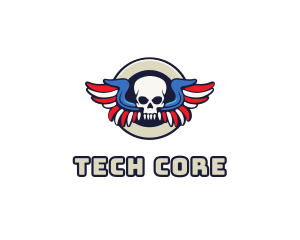 Patriotic Skull Wing logo design