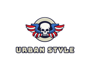 Patriotic Skull Wing logo design