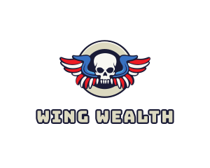 Patriotic Skull Wing logo design