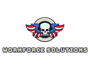 Patriotic Skull Wing logo design