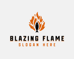 Fish Grilling Flame logo design