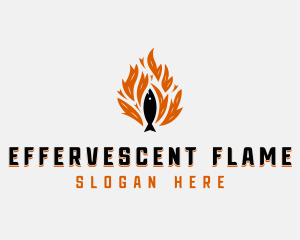 Fish Grilling Flame logo design