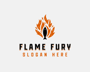 Fish Grilling Flame logo design