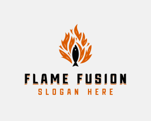 Fish Grilling Flame logo design