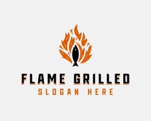 Fish Grilling Flame logo design