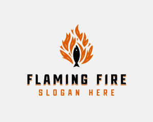 Fish Grilling Flame logo design