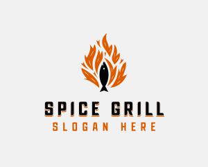 Fish Grilling Flame logo design