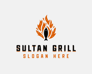 Fish Grilling Flame logo design