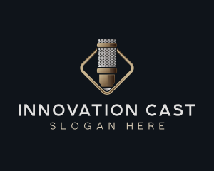 Microphone Broadcasting Podcast logo design