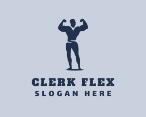 Weightlifter Muscle Flex logo design