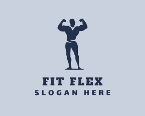 Weightlifter Muscle Flex logo design