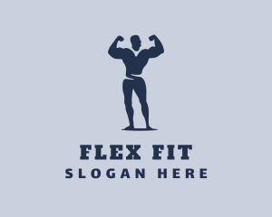 Weightlifter Muscle Flex logo design