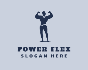 Weightlifter Muscle Flex logo design