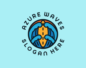 Surfboard Ocean Wave logo design