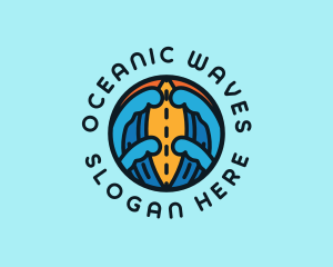 Surfboard Ocean Wave logo design