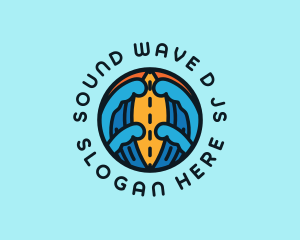 Surfboard Ocean Wave logo design