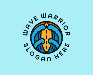 Surfboard Ocean Wave logo