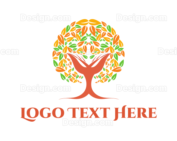 Cacao Tree Leaves Logo