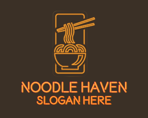 Orange Neon Noodles Bowl logo design