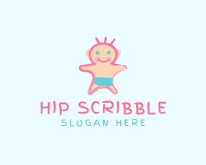 Cute Baby Scribble  logo design