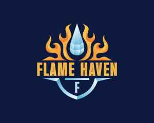 Flame Cooling Droplet logo design