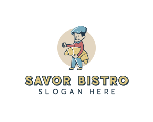 Croissant Bread Guy logo design