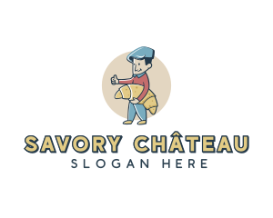 Croissant Bread Guy logo design