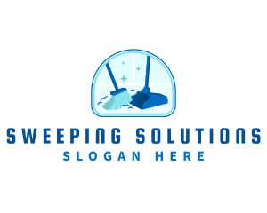 Cleaning Broom Sweeping logo design