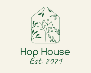 Flower House Outline  logo design