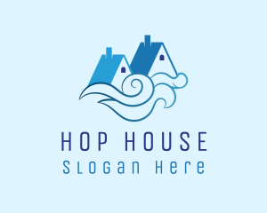 Blue House Waves logo design