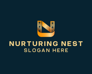 Elegant Ribbon Agency Letter N logo design