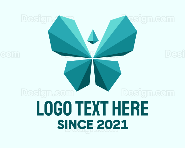 Geometric Blue Butterfly Logo