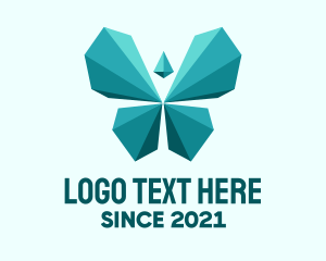 Geometric Blue Butterfly logo
