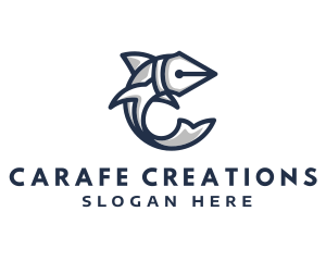 Fish Pen Letter C logo design