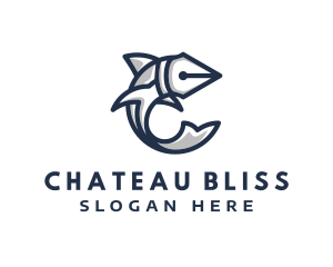 Fish Pen Letter C logo design