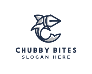 Fish Pen Letter C logo design