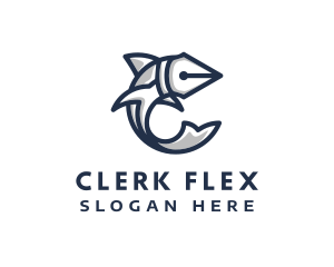 Fish Pen Letter C logo design