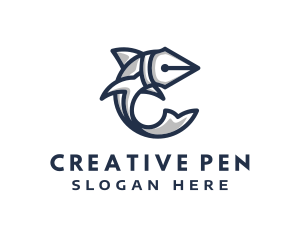 Fish Pen Letter C logo design