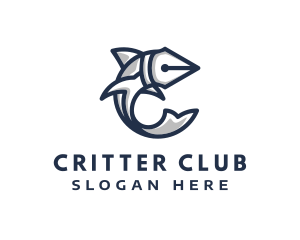 Fish Pen Letter C logo design