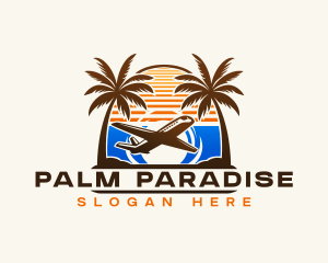 Palm Tree Airplane logo design