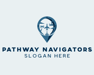 Pin Navigation Airplane logo design