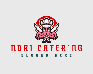 Knife Sushi Octopus logo design