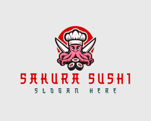 Knife Sushi Octopus logo design