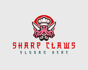 Knife Sushi Octopus logo design