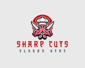 Knife Sushi Octopus logo design