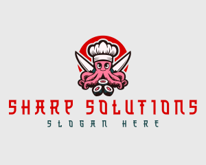 Knife Sushi Octopus logo design