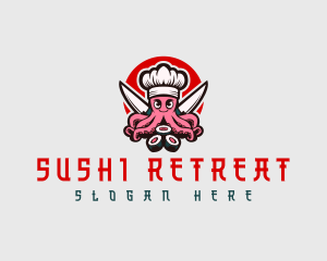 Knife Sushi Octopus logo design