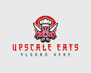 Knife Sushi Octopus logo design